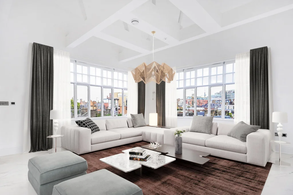 2D Virtual Home Staging Virtual Furnishing Example Livingroom Westminster, London, SW1E Virtual Stage Property