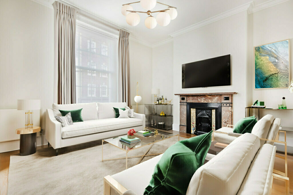 2D Virtual Home Staging Living Room Chelsea Manor Street, London SW3 Virtual Stage Property