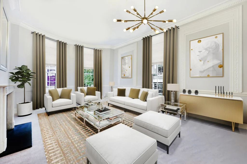 Virtual Home Renovation Staging Example Reception Room Covent Garden, London, WC2N Virtual Stage Property