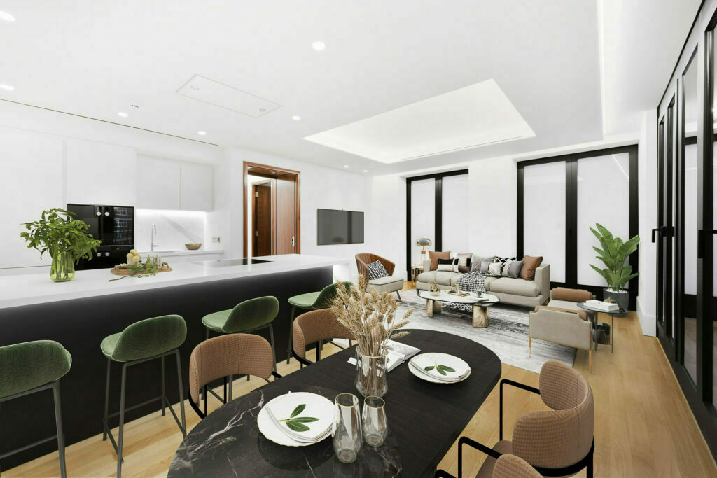 Kitchen, 2D Virtual Home Staging, Kensington Church, London W8