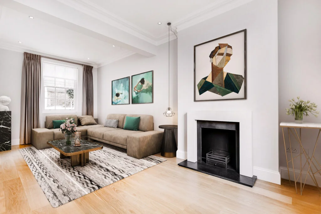 2D Virtual Home Staging Virtual Furnishing Example Living Room 1 , 2D Virtual Home Staging, Oakley Gardens, SW3