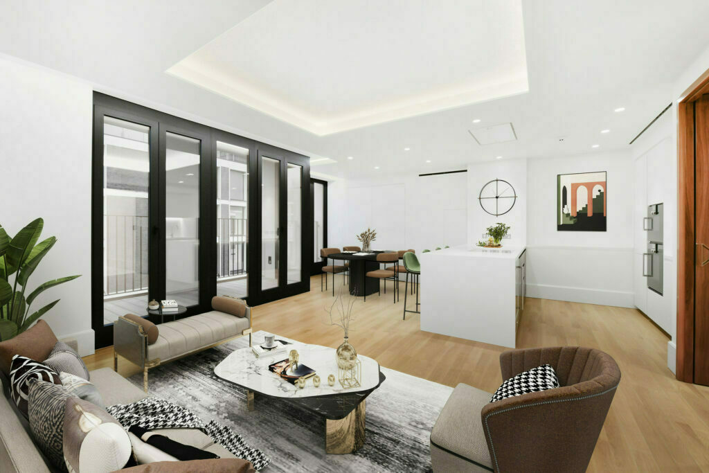 Living Room, 2D Virtual Home Staging, Kensington Church, London W8