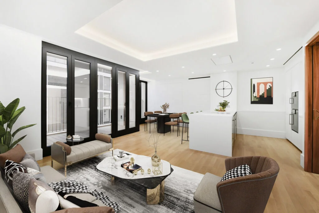 Living Room, 2D Virtual Home Staging, Kensington Church, London W8